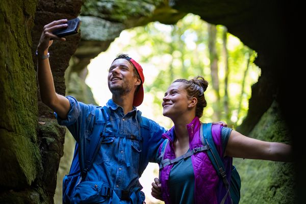 Selfie am Hainfelsen in Finsterbergen (Inselsbergregion)