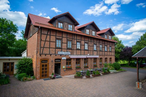 Außenansicht der Schlossgartenpassage – Pension „Schlossblick“ in Ohrdruf im UNESCO Global Geopark Thüringen Inselsberg – Drei Gleichen
