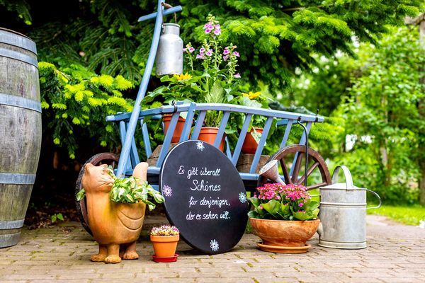 Garten-Arrangement im Gästehaus Langenhan in Friedrichroda im Thüringer Wald