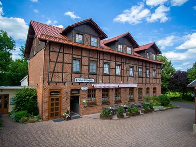 Außenansicht der Schlossgartenpassage – Pension „Schlossblick“ in Ohrdruf im UNESCO Global Geopark Thüringen Inselsberg – Drei Gleichen