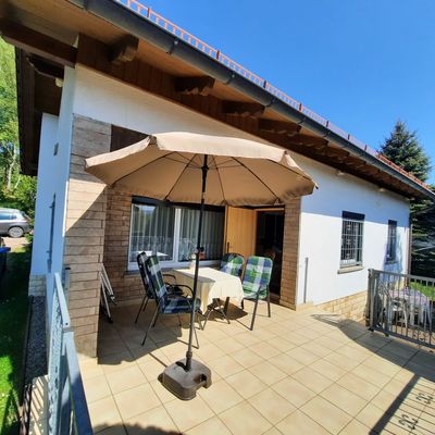 Ferienhaus Waldidylle Terasse Ansicht Tambach Dietharz