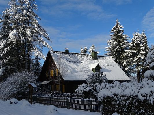 Außenansicht Winter Ferienhaus Waldfrische in Georgenthal Talsperrenregion